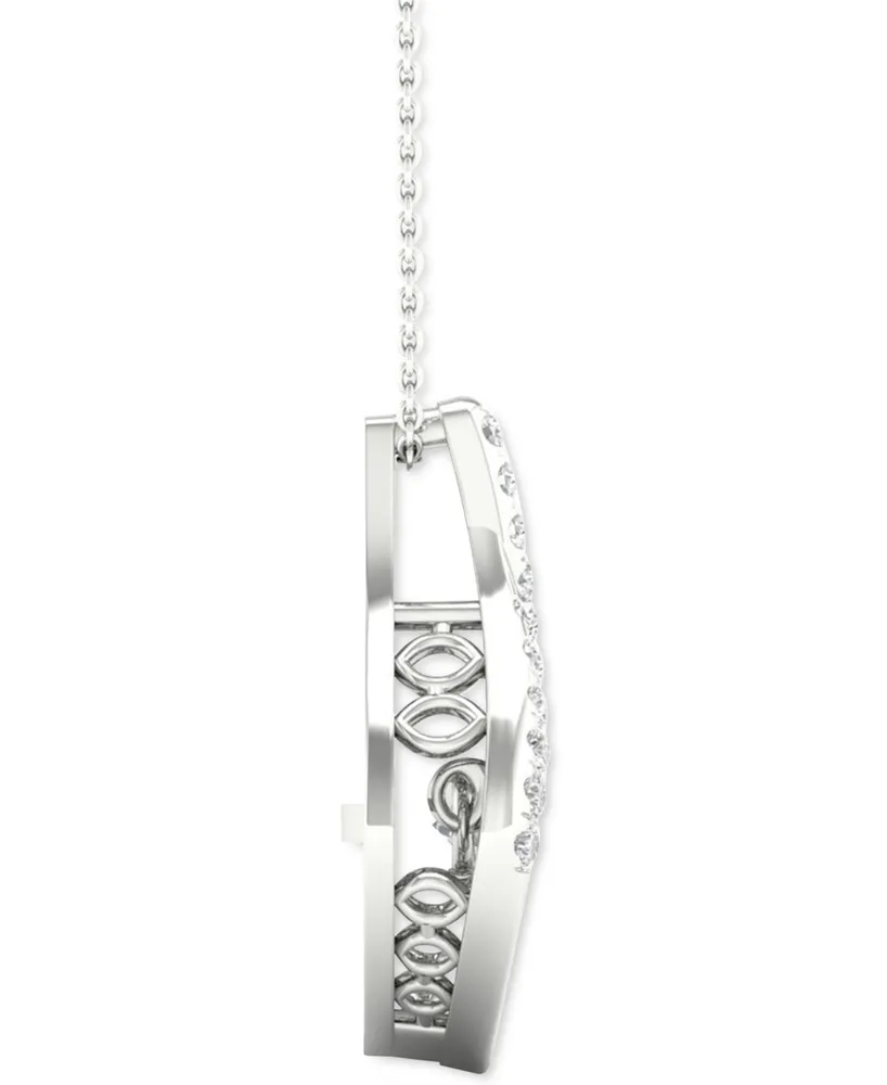 Twinkling Diamond Star Diamond Wishbone 18" Pendant Necklace (1/4 ct. t.w.) in 10k White Gold