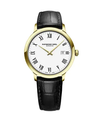 Raymond Weil Men's Swiss Toccata Black Leather Strap Watch 39mm