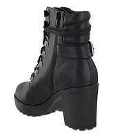 Mia Women's Annamaria Block Heel Lug Sole Biker Boots