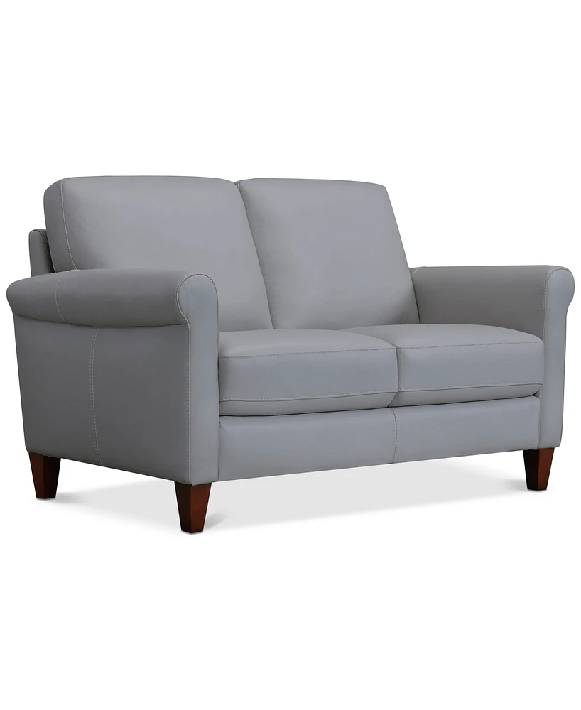 Closeout! Kared 60" Roll Arm Leather Loveseat, Created for Macy's