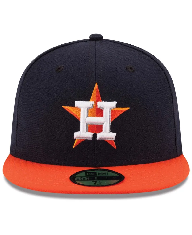 New Era Men's Navy/Orange Houston Astros Road Authentic Collection On Field 59FIFTY Performance Fitted Hat