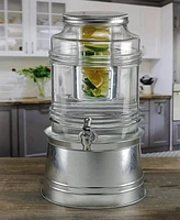 Style Setter Bungalow Beverage 2.4 Gallon Dispenser with Ice Insert, Fruit Infuser, and Galvanized Base