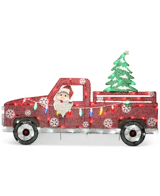 Pre-Lit Santa in Truck with 70 Led Lights, 27"