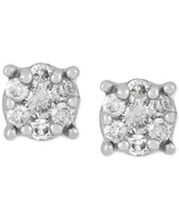 Diamond Cluster Stud Earrings (1/10 ct. t.w.) in 10k White Gold