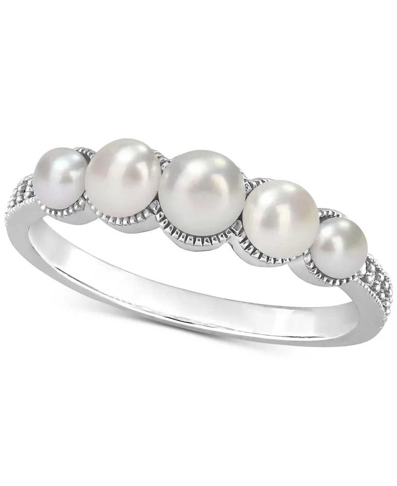 Cultured Freshwater Pearl (3-4-1/2mm) & Diamond Accent Ring 14k White Gold