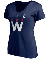 Women's Alexander Ovechkin Navy Washington Capitals 2020/21 Alternate Authentic Stack Name and Number V-Neck T-shirt