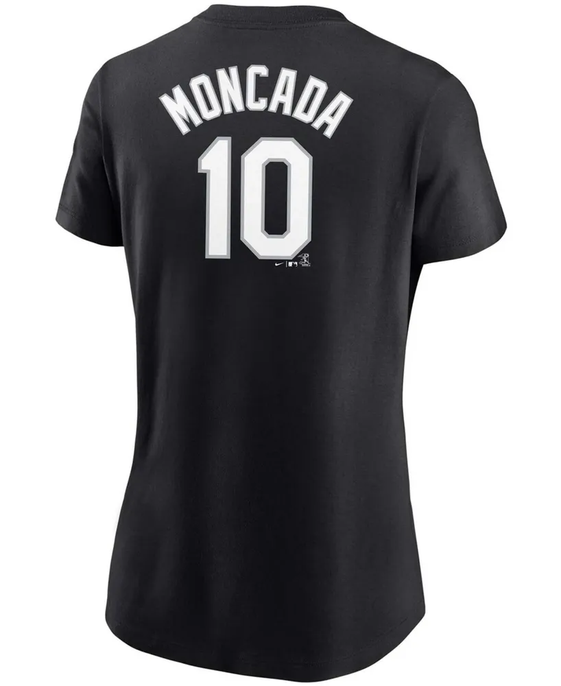 Women's Yoan Moncada Black Chicago White Sox Name Number T-shirt