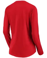 Women's Red Washington Nationals Core Team Long Sleeve V-Neck T-shirt