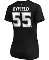 Women's Quinton Byfield Black Los Angeles Kings Authentic Stack Name and Number V-Neck T-shirt