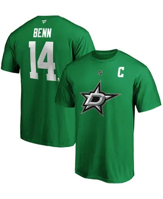 Men's Jamie Benn Kelly Green Dallas Stars Authentic Stack Name and Number T-shirt