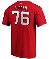 Men's P.k. Subban Red New Jersey Devils Authentic Stack Name and Number T-shirt