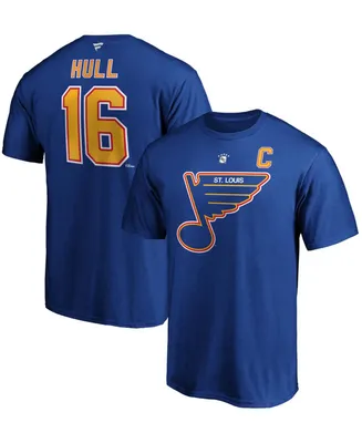 Men's Brett Hull Blue St. Louis Blues Authentic Stack Retired Player Name and Number T-shirt