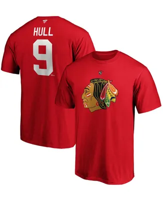 Men's Bobby Hull Red Chicago Blackhawks Authentic Stack Retired Player Name and Number T-shirt