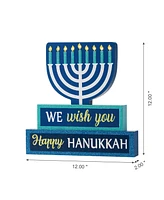 Glitzhome 12" L Lighted Hanukkah Wooden Block Word Sign