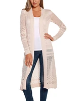 Belldini Pointelle-Stitch Duster Cardigan