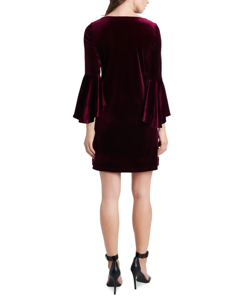 Msk Velvet Bell-Sleeve Shift Dress