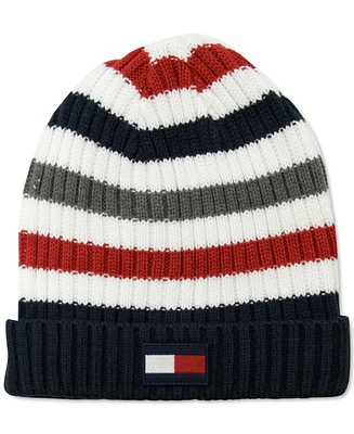 Tommy Hilfiger Men's Rib Knit Striped Fold-Up Cuff Hat