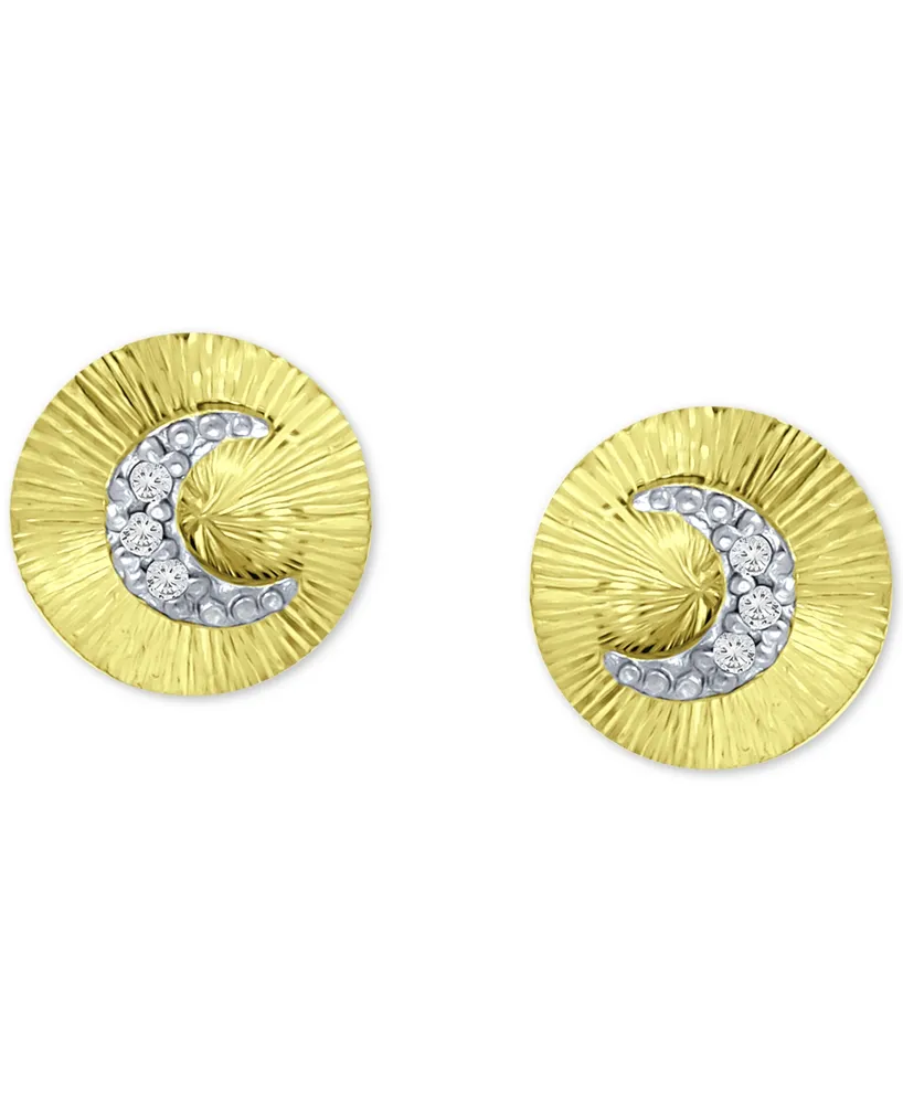 Giani Bernini Cubic Zirconia Moon Disc Stud Earrings, Created for Macy's