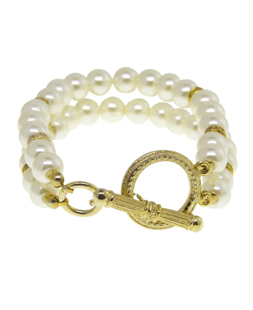 2028 14K Gold Plated Double Strand Toggle Bracelet