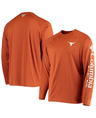 Men's Columbia Orange Auburn Tigers PFG Terminal Tackle Omni-Shade Raglan Long  Sleeve T-Shirt