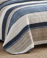 Nautica Ridgeport Blue Cotton Reversible Piece Quilt Set