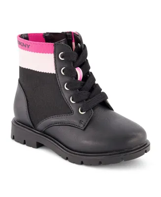 Dkny Toddler Girls Stassi Knit Moto Lace Up Combat Boots