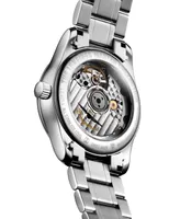 Longines Women's Swiss Automatic Master Moonphase Diamond (1/20 ct. t.w.) Stainless Steel Bracelet Watch 34mm