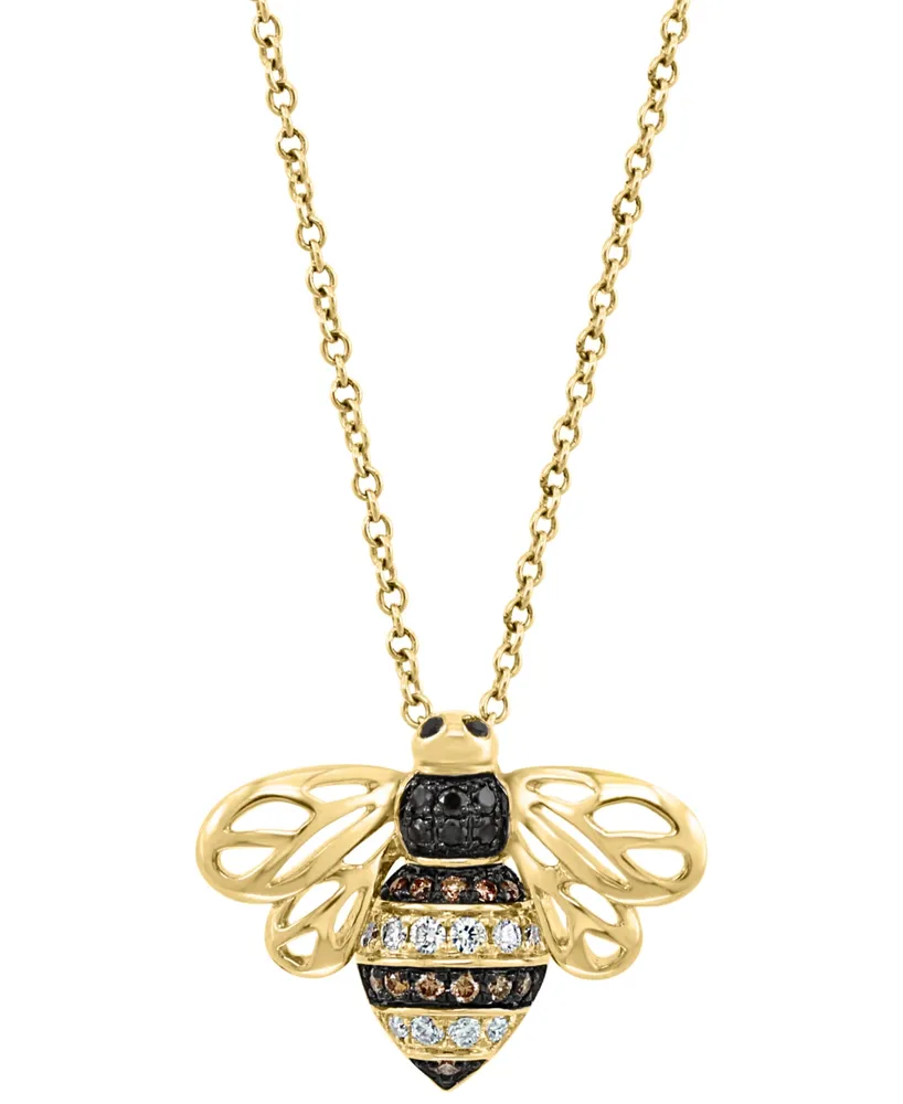 Effy Multicolor Diamond Bee 18" Pendant Necklace (1/5 ct. t.w.) in 14k Gold