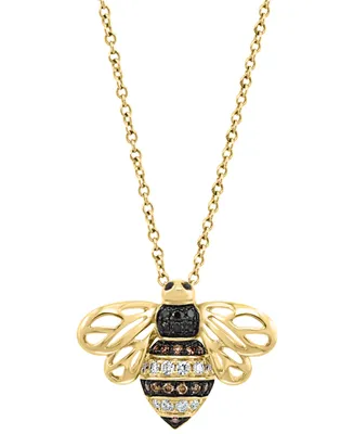 Effy Multicolor Diamond Bee 18" Pendant Necklace (1/5 ct. t.w.) in 14k Gold
