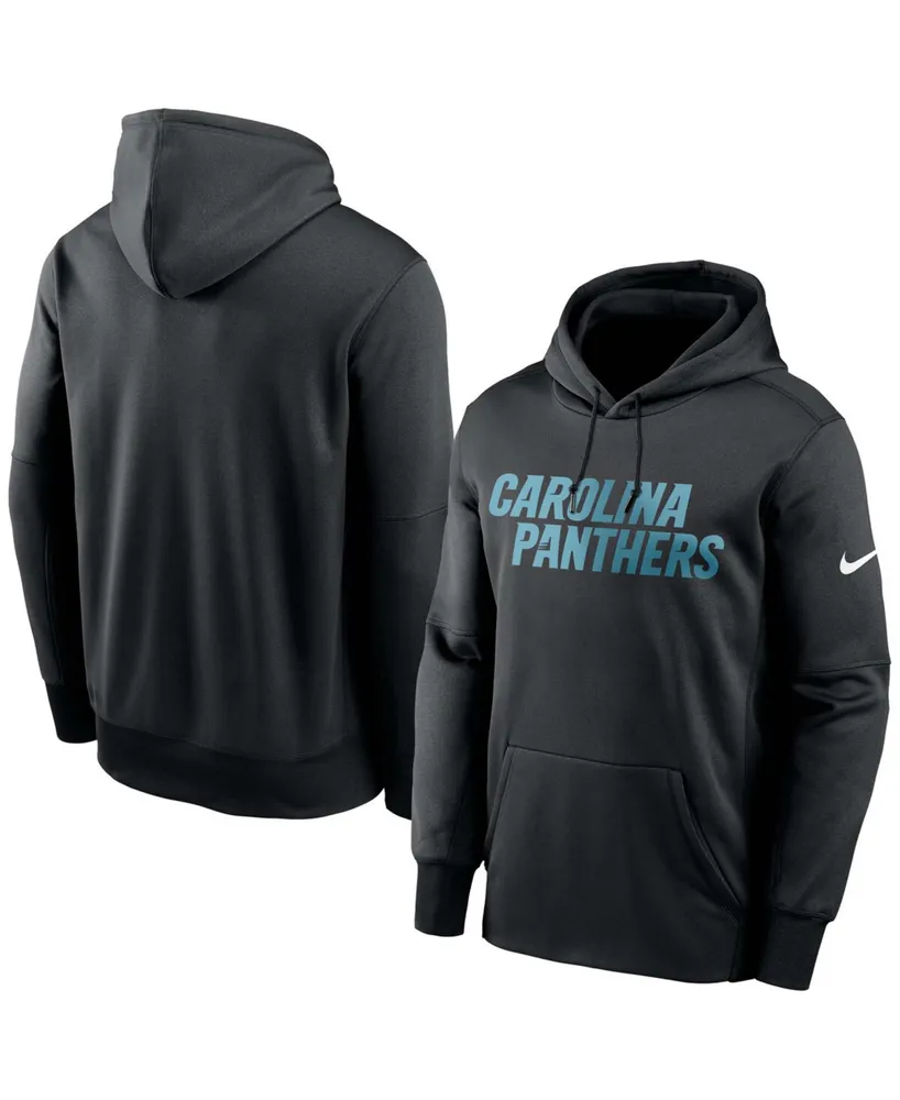 Men's Black Carolina Panthers Fan Gear Wordmark Performance Pullover Hoodie