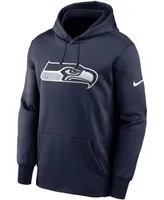 Men's Big and Tall College Navy Seattle Seahawks Fan Gear Primary Logo Therma Performance Pullover Hoodie
