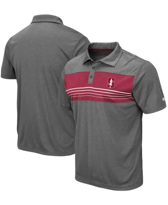 Men's Heathered Charcoal Stanford Cardinal Smithers Polo