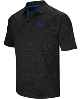 Men's Heathered Black Air Force Falcons Down Swing Raglan Polo