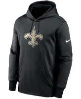 Men's Black New Orleans Saints Fan Gear Primary Logo Therma Performance Pullover Hoodie