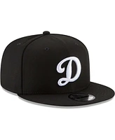 Men's Black Los Angeles Dodgers Alternate Logo Black White 9FIFTY Snapback Hat