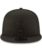 Men's Black New York Mets Black on Black 9FIFTY Team Snapback Adjustable Hat