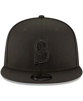 Men's Black Seattle Mariners Black on Black 9FIFTY Team Snapback Adjustable Hat