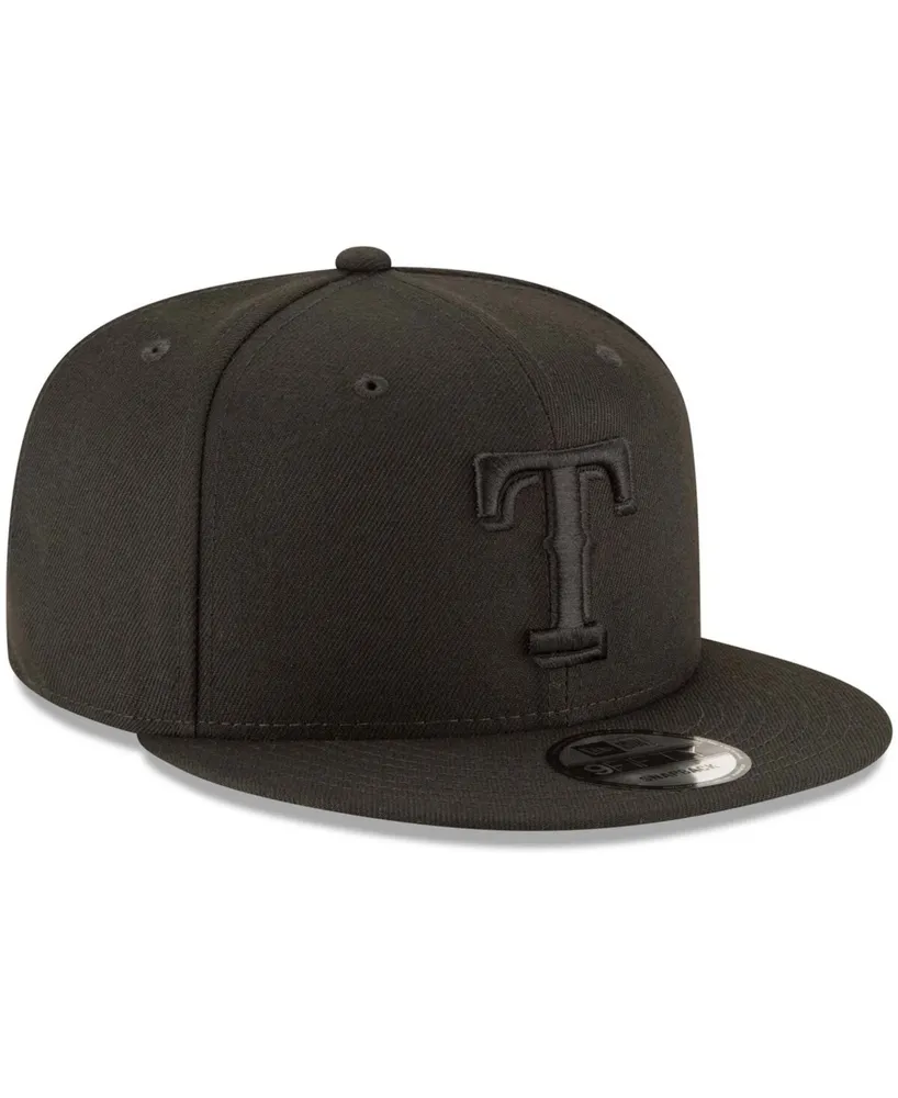 Men's Black Texas Rangers Black on Black 9FIFTY Team Snapback Adjustable Hat
