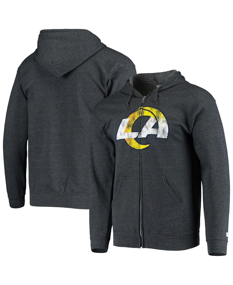 Men's Charcoal Los Angeles Rams Primary Logo Full-Zip Hoodie