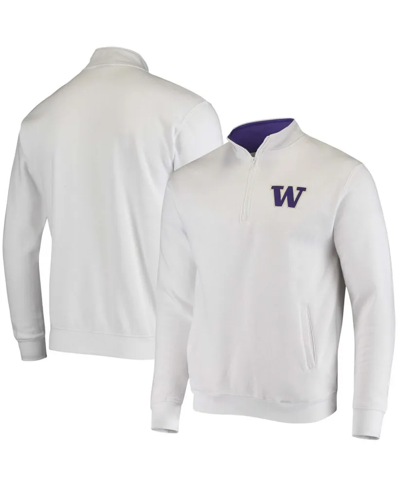 Men's Big and Tall White Washington Huskies Tortugas Logo Quarter-Zip Jacket