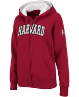 Women's Crimson Harvard Arched Name Full-Zip Hoodie