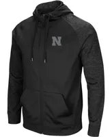 Men's Black Nebraska Huskers Blackout 3.0 Tonal Raglan Full-Zip Hoodie