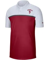 Men's White, Crimson Oklahoma Sooners Color Block Victory Performance Polo Shirt