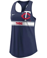 Women's Navy Minnesota Twins Cropped Logo Performance Racerback Tank Top