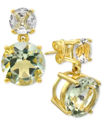 Prasiolite (5-3/4 ct. t.w.) & White Quartz (1-1/3 ct. t.w.) Drop Earrings in 14k Gold-Plated Sterling Silver
