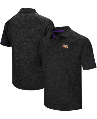 Men's Colosseum Black Lsu Tigers Down Swing Polo Shirt