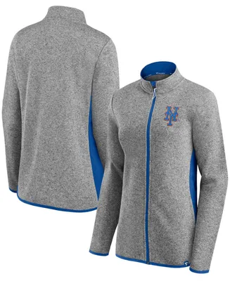 Women's Heather Charcoal New York Mets Primary Logo Fleece Full-Zip Jacket