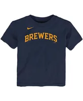 Toddler Boys and Girls Christian Yelich Navy Milwaukee Brewers Player Name Number T-Shirt