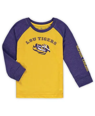 Toddler Boys and Girls Heathered Gold Lsu Tigers Long Sleeve Raglan T-Shirt