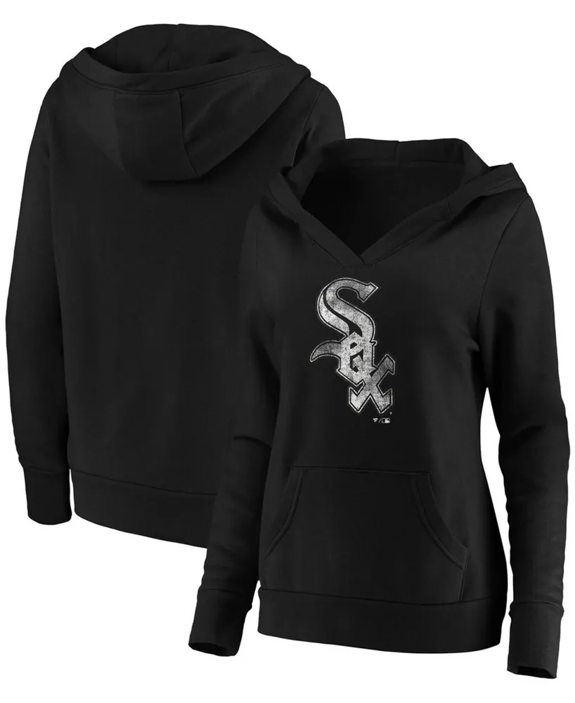 Plus Black Chicago White Sox Core Team Crossover V-Neck Pullover Hoodie